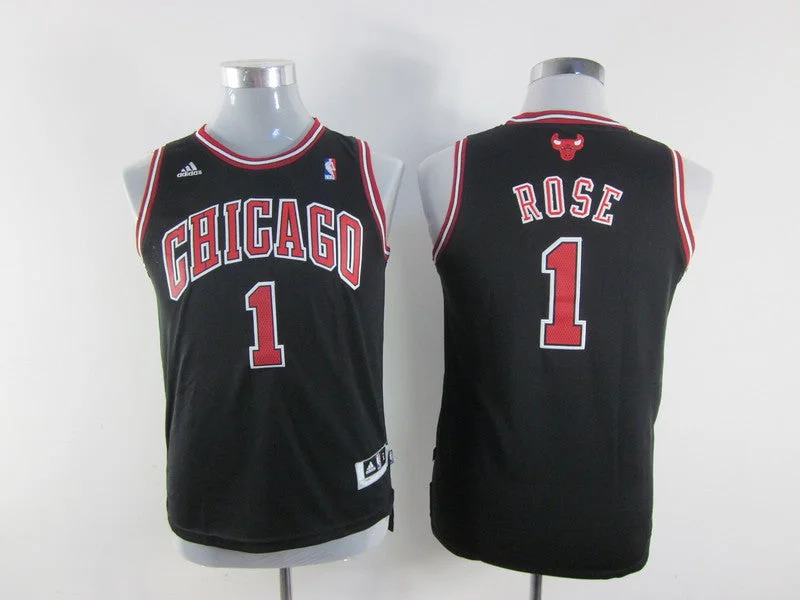 Personalized basketball jerseys for school sportsBulls 1 Rose Black New Fabric Youth Basketball Jersey