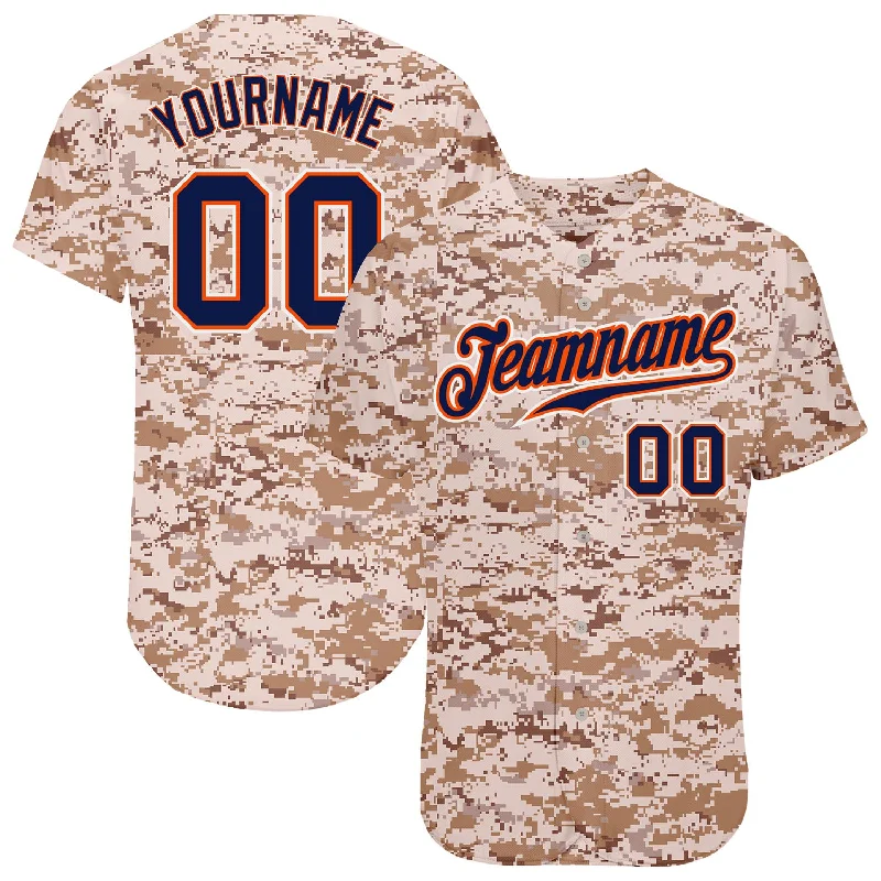 Baseball jerseys for youth athletesCustom Camo Navy-Orange Authentic Salute To Service Baseball Jersey