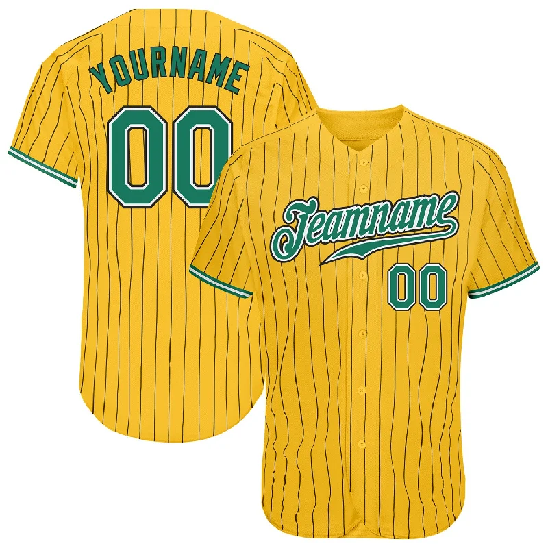 Vintage baseball jerseys for collectorsCustom Yellow Black Pinstripe Kelly Green-White Authentic Baseball Jersey