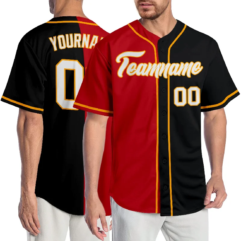 Vintage baseball jerseys for collectorsCustom Black White-Red Authentic Split Fashion Baseball Jersey