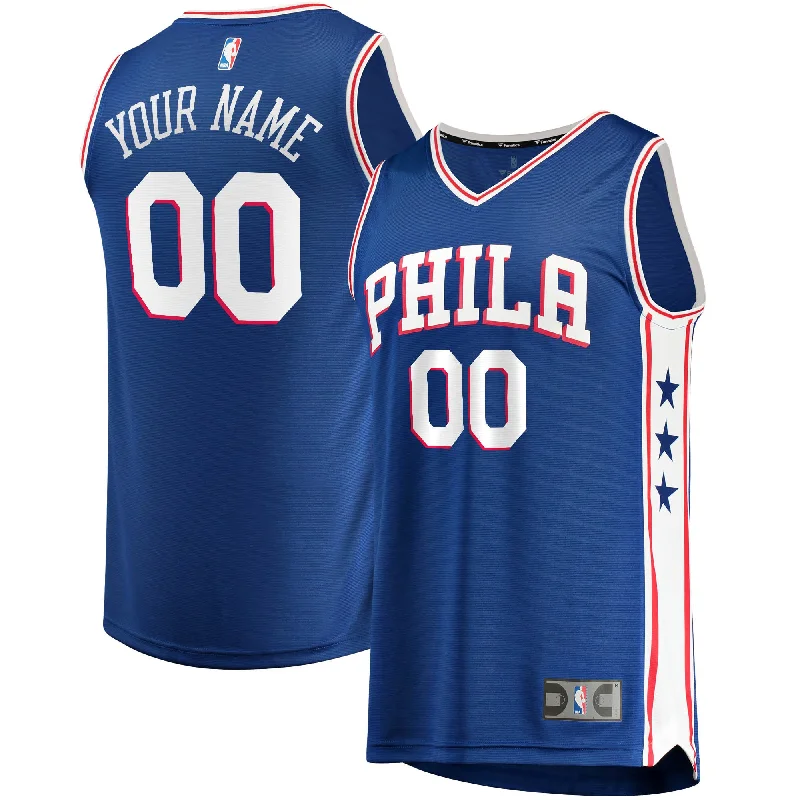 Custom basketball jerseys for youth leaguesPhiladelphia 76ers Branded Fast Break Custom Basketball Jersey Royal - Icon Edition