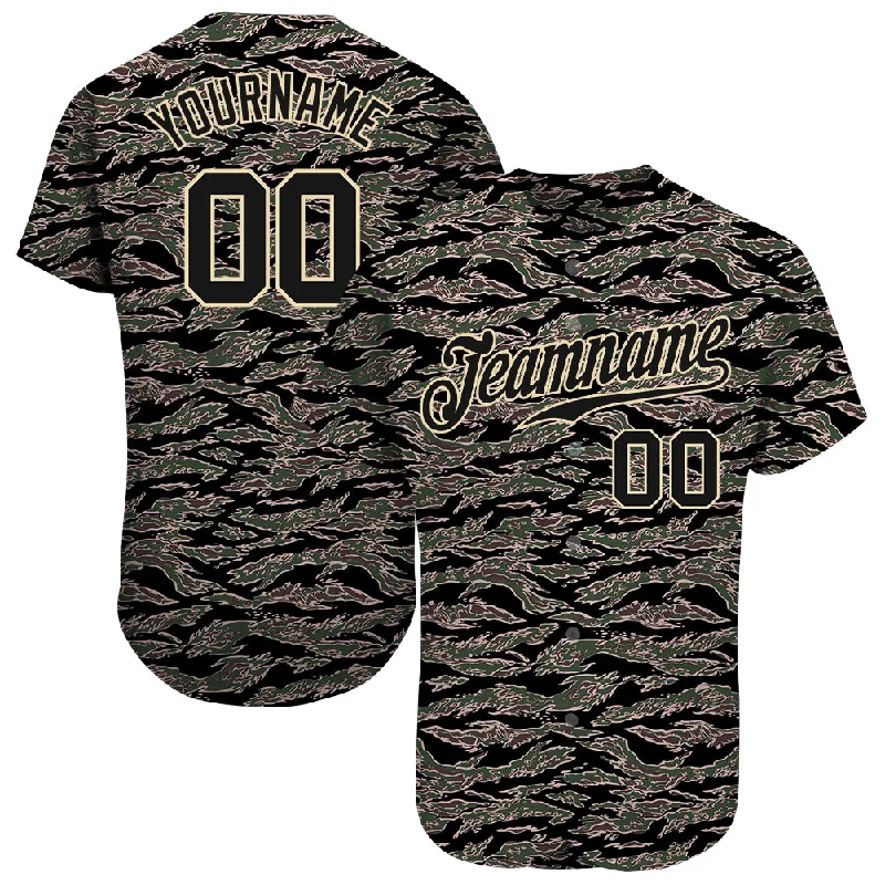 Custom baseball jerseys for teamsCustom Camo Black-Cream Authentic Salute To Service Baseball Jersey