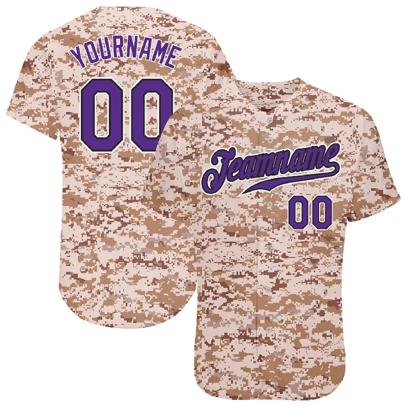 Comfortable baseball jerseys for warm weatherCustom Camo Purple-Black Authentic Salute To Service Baseball Jersey