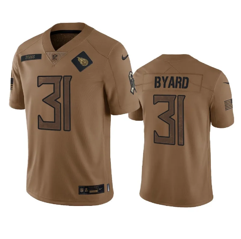 Soccer jerseys with numbers for visibilityMen's Tennessee Titans #31 Kevin Byard 2023 Brown Salute To Service Football Stitched Jersey