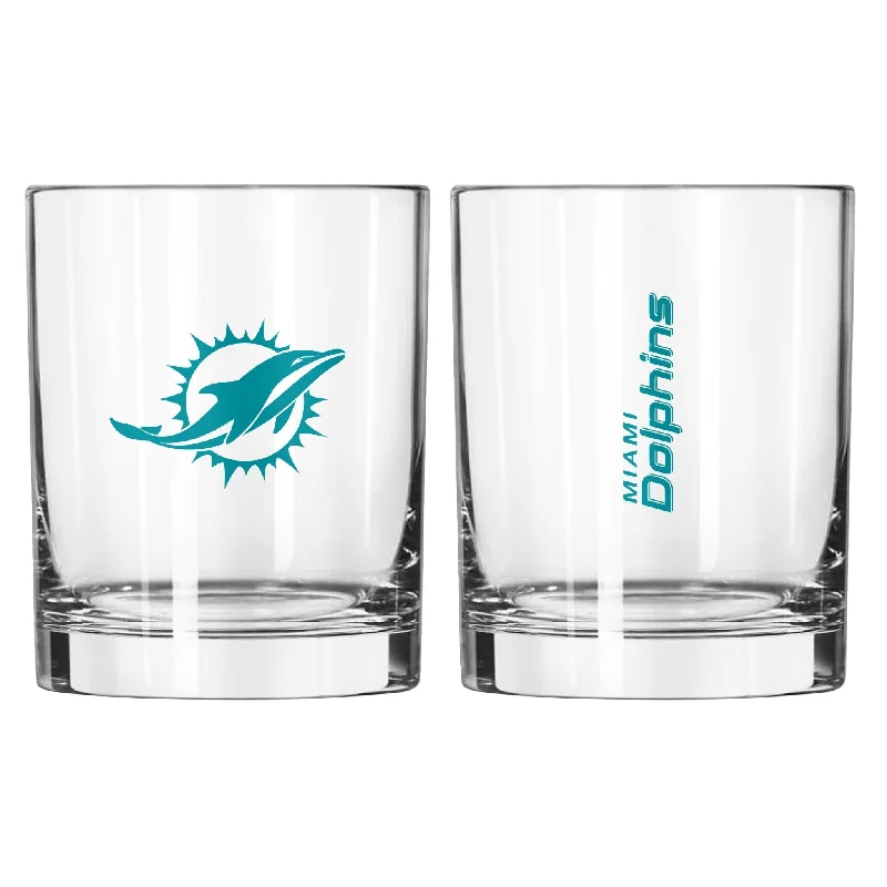 Team cups for holiday partiesMiami Dolphins 14oz Gameday Rocks Glass