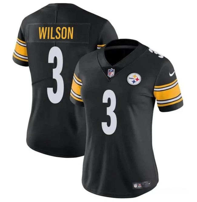 Personalized soccer jerseys for tournamentsWomen's Pittsburgh Steelers #3 Russell Wilson Black Vapor Football Stitched Jersey(Run Small)