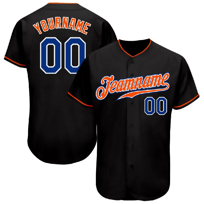 Softball team jerseys for womenCustom Black Royal-Orange Authentic Baseball Jersey