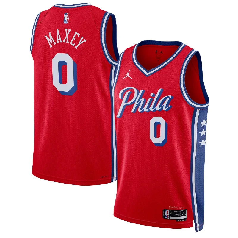 Custom basketball jerseys for local sports teamsTyrese Maxey Philadelphia 76ers Jordan Brand Unisex Swingman Basketball Jersey - Statement Edition - Red