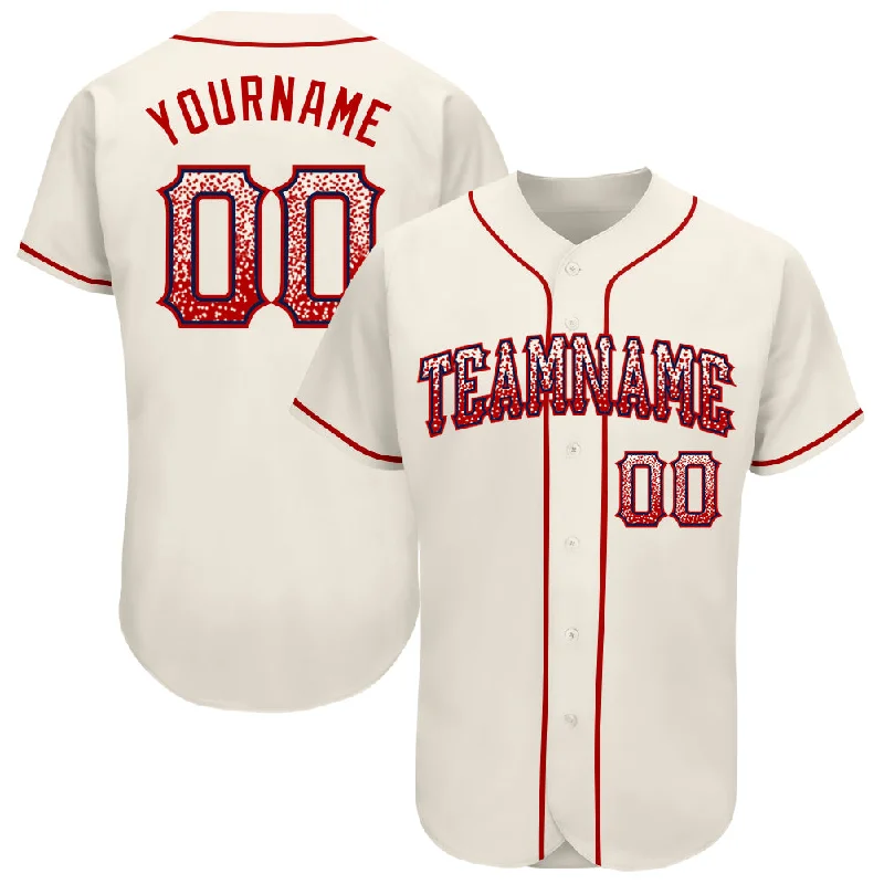 Youth baseball jerseys for boysCustom Cream Red-Navy Authentic Drift Fashion Baseball Jersey