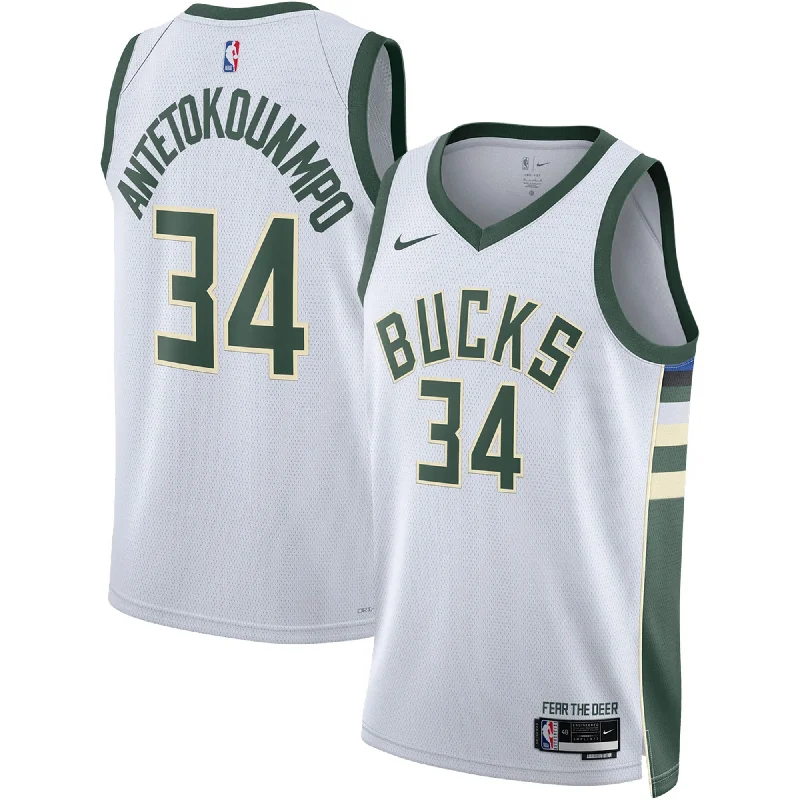 Custom basketball jerseys for youth leaguesGiannis Antetokounmpo Milwaukee Bucks Unisex Swingman Basketball Jersey - Association Edition - White