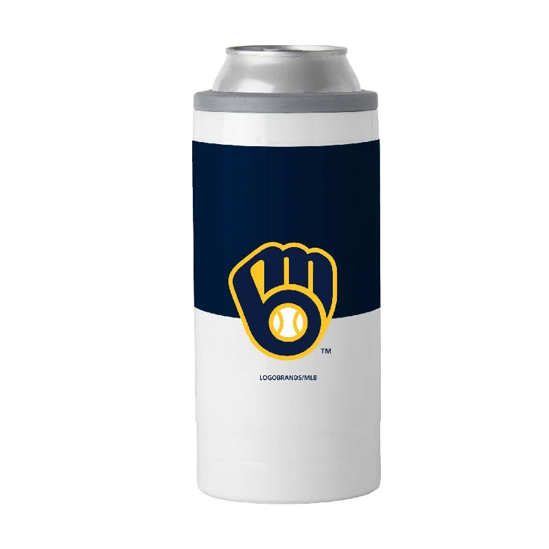 Team cups for summer campsMilwaukee Brewers Slim Colorblock Can Coolie