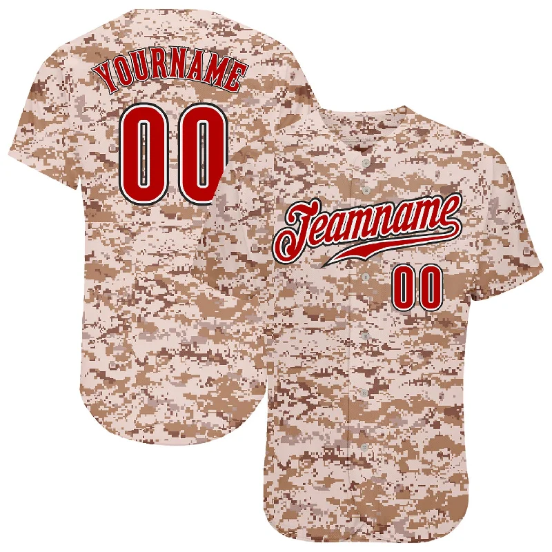 Softball team jerseys for womenCustom Camo Red-Black Authentic Salute To Service Baseball Jersey