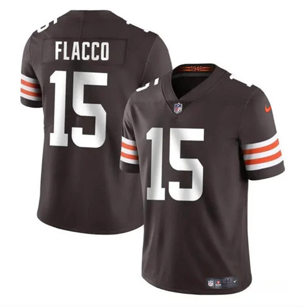 Soccer jerseys for casual wearMen's Cleveland Browns #15 Joe Flacco Brown Vapor Untouchable Limited Football Stitched Jersey