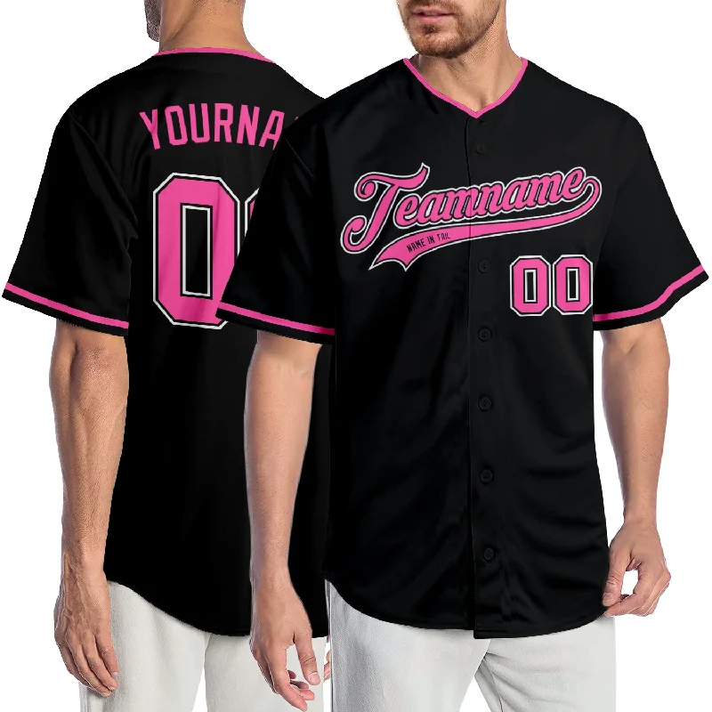 Baseball jerseys for youth athletesCustom Black Pink-White Authentic Baseball Jersey