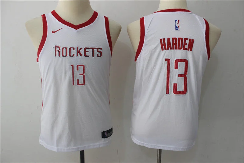 Men’s basketball jerseys with bold designsRockets 13 James Harden White Youth Swingman Basketball Jersey