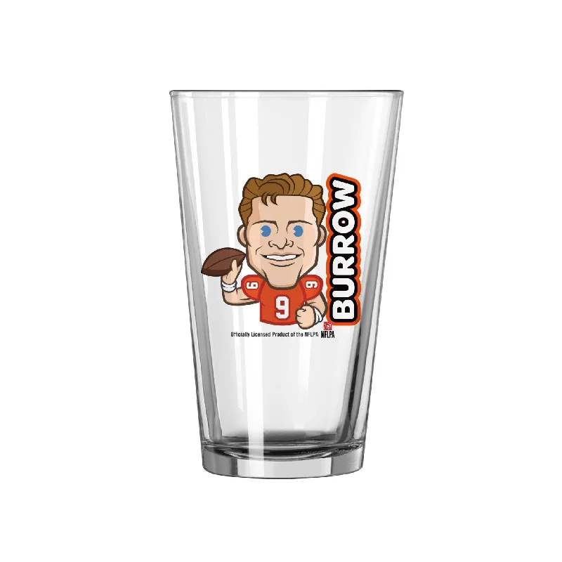 Team cups for milestone celebrationsCincinnati Bengals Joe Burrow Caricature 16oz Pint Glass