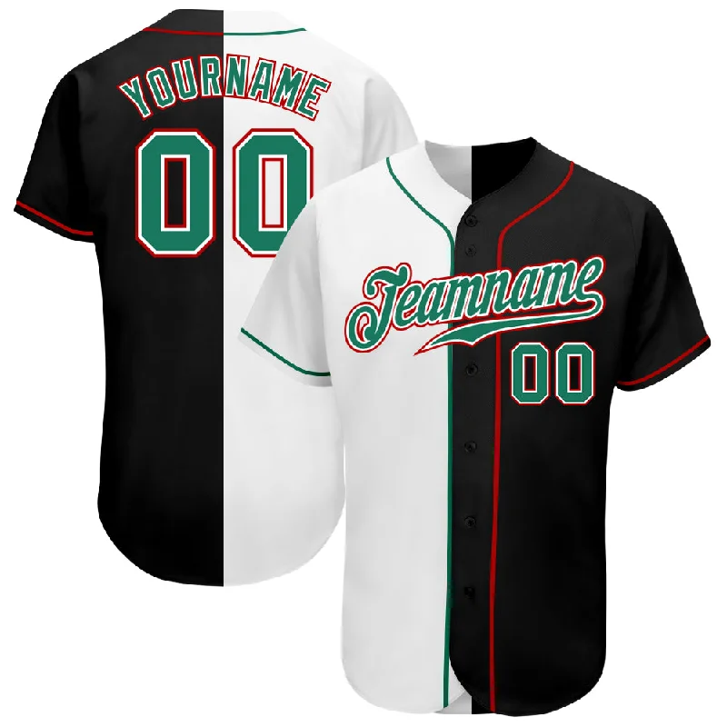 Baseball jerseys for summer leaguesCustom Black Kelly Green-White Authentic Split Fashion Baseball Jersey