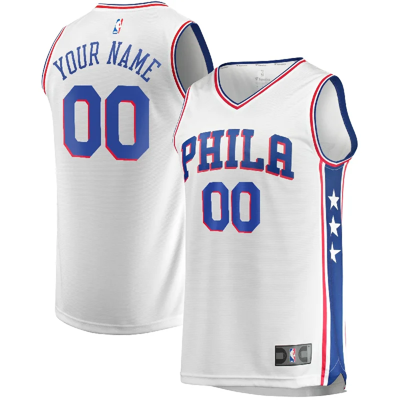 Basketball jerseys for tournament playPhiladelphia 76ers Branded Fast Break Custom Basketball Jersey White - Association Edition