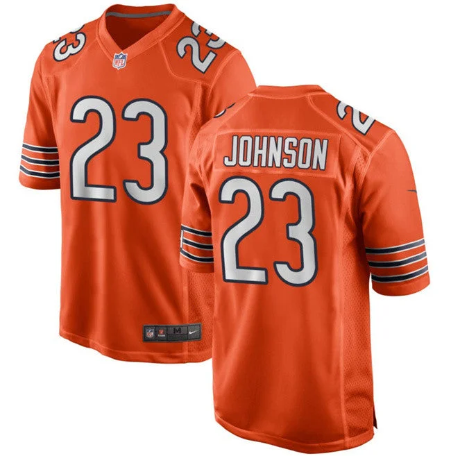 Custom soccer jerseys for adult leaguesMen's Chicago Bears #23 Roschon Johnson Orange Football Stitched Game Jersey