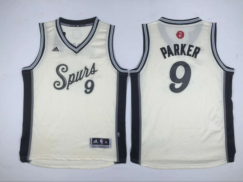 Custom basketball jerseys with contrasting colorsSpurs 9 Tony Parker Cream 2015-16 Christmas Day Swingman Youth Basketball Jersey