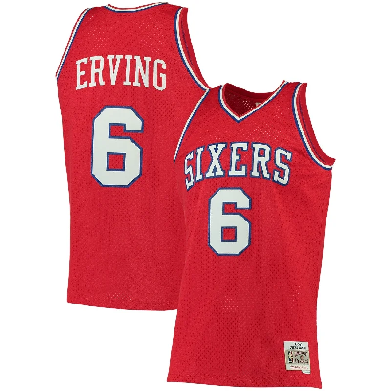 Basketball jerseys with moisture-wicking fabricJulius Erving Philadelphia 76ers 1982/83 Big & Tall Hardwood Classics Swingman Basketball Jersey - Red