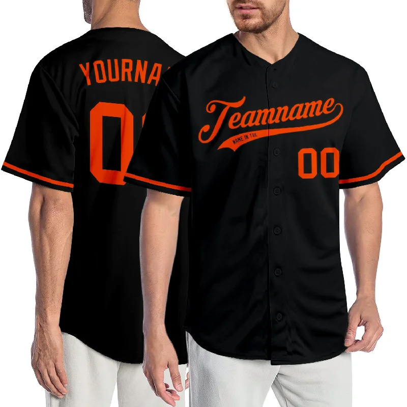 Custom baseball jerseys for teamsCustom Black Orange Authentic Baseball Jersey