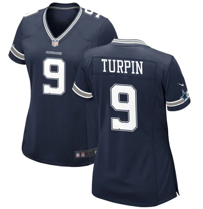 Comfortable soccer jerseys for warm climatesWomen's Dallas Cowboys #9 KaVontae Turpin Navy Football Stitched Jersey(Run Small)