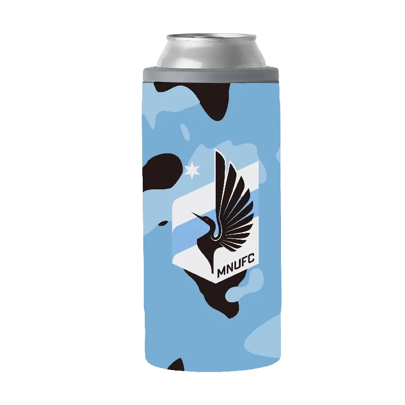 Team cups for fundraising eventsMinnesota United 12oz Camo Slim Can Coolie