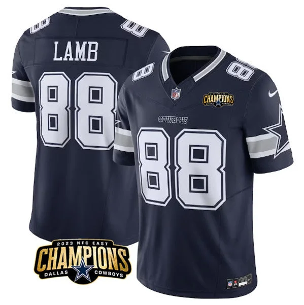 Personalized soccer jerseys for school sportsMen's Dallas Cowboys #88 CeeDee Lamb Navy 2023 F.U.S.E. NFC East Champions Patch Football Stitched Jersey