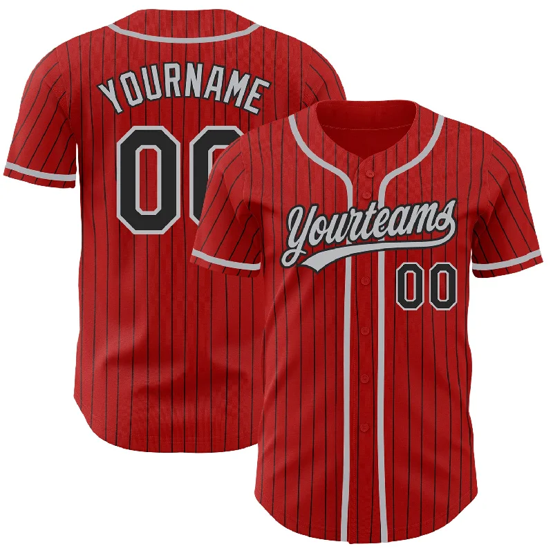 Premium quality baseball jerseys for adultsCustom Red Black Pinstripe Gray Authentic Baseball Jersey