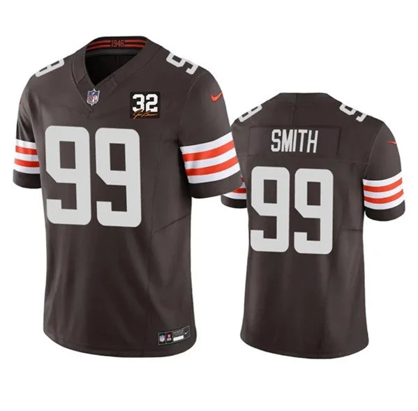 Custom soccer jerseys with your own designsMen's Cleveland Browns #99 Za'Darius Smith Brown 2023 F.U.S.E. With Jim Brown Memorial Patch Vapor Untouchable Limited Football Stitched Jersey