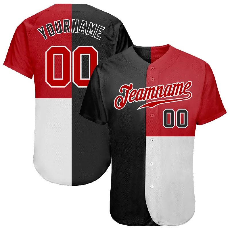 Vintage baseball jerseys for collectorsCustom Black Red-White 3D Pattern Design Multicolor Authentic Baseball Jersey