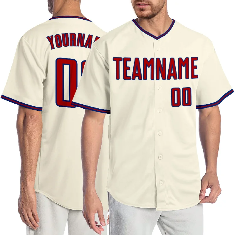 Premium quality baseball jerseys for adultsCustom Cream Red-Royal Authentic Baseball Jersey