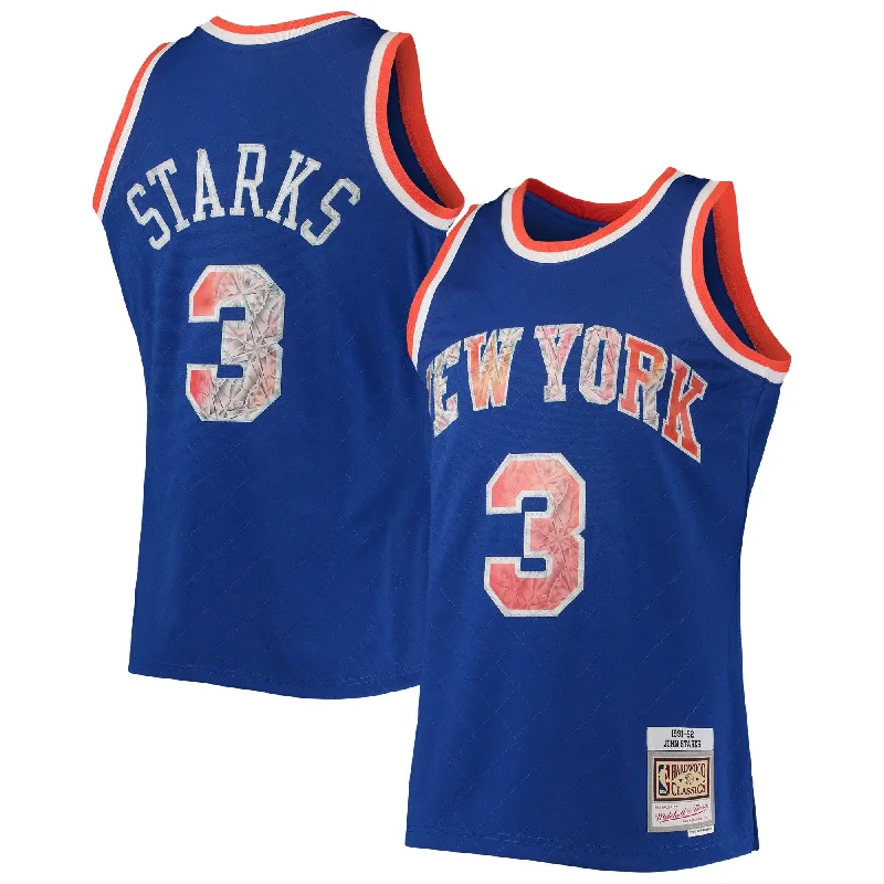 Basketball jerseys with large numbers for visibilityJohn Starks New York Knicks 1991/92 Hardwood Classics 75th Anniversary Diamond Swingman Basketball Jersey - Blue