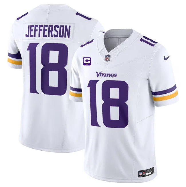 Custom soccer jerseys for youth soccer leaguesMen's Minnesota Vikings #18 Justin Jefferson White 2023 F.U.S.E. With 1-Star C Patch Vapor Untouchable Limited Football Stitched Jersey