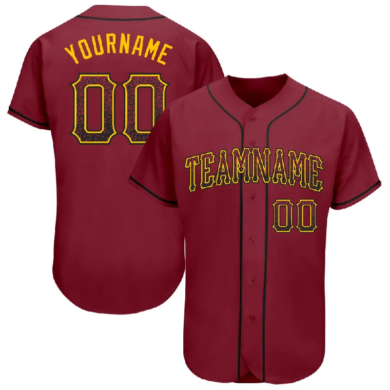 Custom baseball jerseys for teamsCustom Crimson Black-Gold Authentic Drift Fashion Baseball Jersey