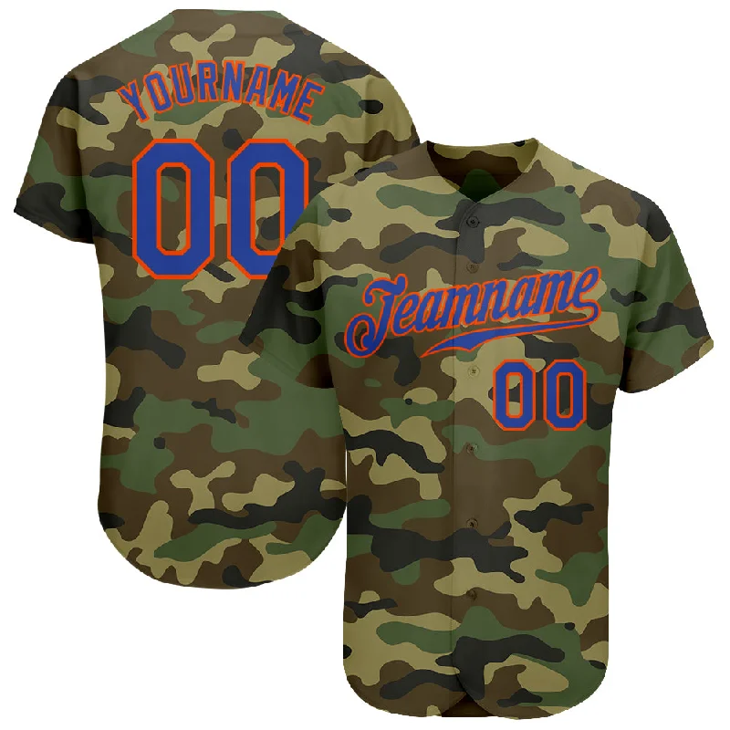 Comfortable baseball jerseys for warm weatherCustom Camo Royal-Orange Authentic Salute To Service Baseball Jersey