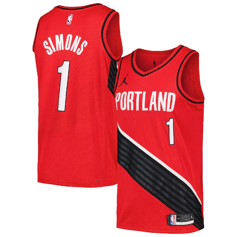 Basketball jerseys for outdoor gamesAnfernee Simons Portland Trail Blazers Jordan Brand Swingman Player Basketball Jersey - Statement Edition - Red