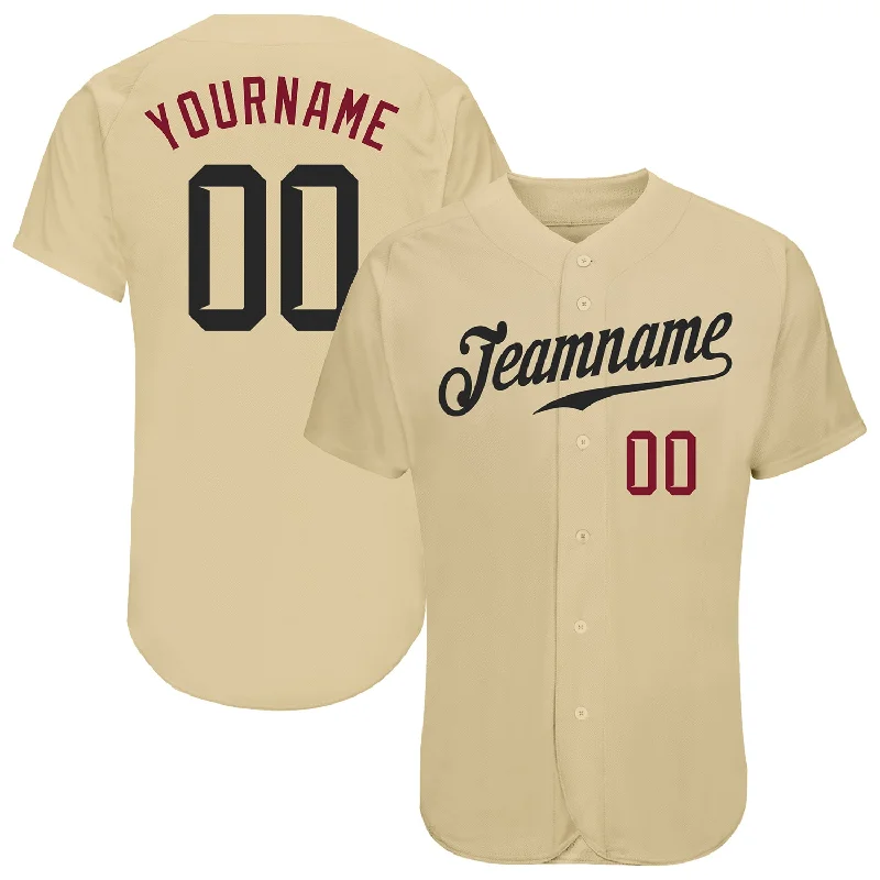 Vintage baseball jerseys for collectorsCustom Sand Black-Crimson Authentic Baseball Jersey