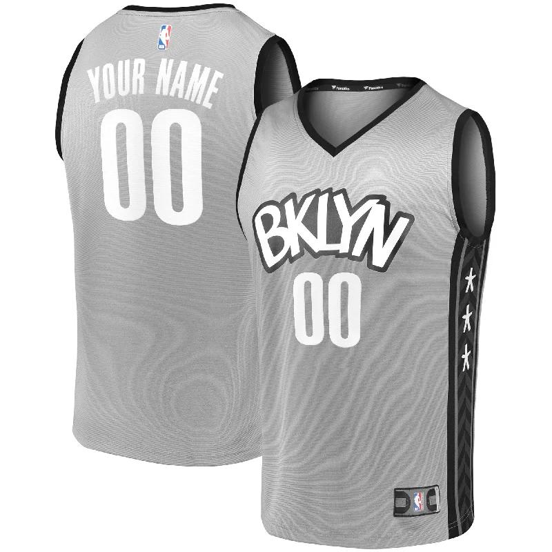 High-performance basketball jerseys for athletesBrooklyn Nets Branded Fast Break Custom Basketball Jersey Gray - Statement Edition