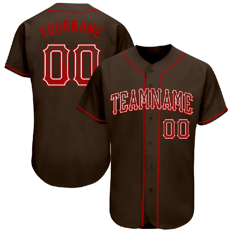 Personalized baseball jerseys for menCustom Brown Red-White Authentic Drift Fashion Baseball Jersey