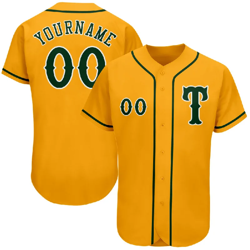 Custom baseball jerseys for teamsCustom Gold Green-White Authentic Baseball Jersey