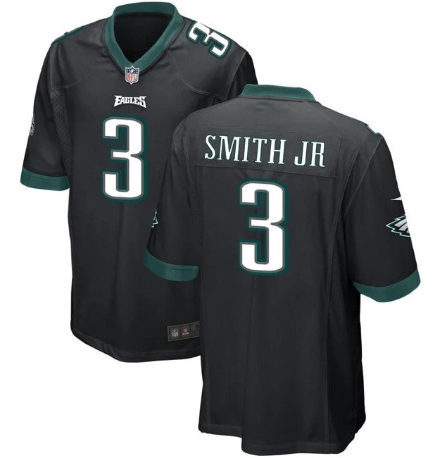 Soccer jerseys for professional leaguesMen's Philadelphia Eagles #3 Nolan Smith JR Black 2023 Draft Football Stitched Game Jersey