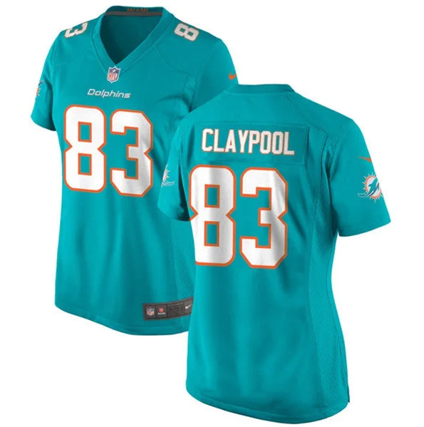 Soccer jerseys for schools with team namesWomen's Miami Dolphins #83 Chase Claypool Aqua Football Stitched Jersey(Run Small)