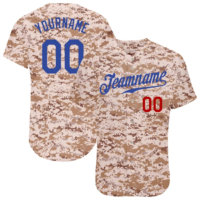 Softball team jerseys for womenCustom Camo Royal-Red Authentic Salute To Service Baseball Jersey