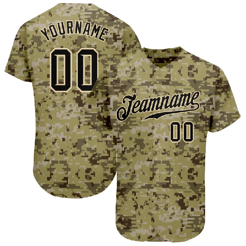 Softball team jerseys for womenCustom Camo Black-Cream Authentic Salute To Service Baseball Jersey