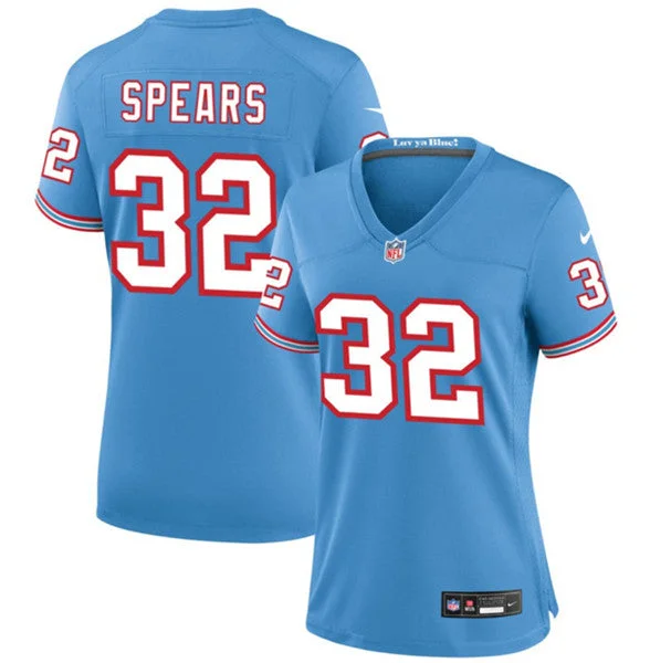 Soccer jerseys for recreational playersWomen's Tennessee Titans #32 Tyjae Spears Blue Throwback Football Stitched Jersey(Run Small)