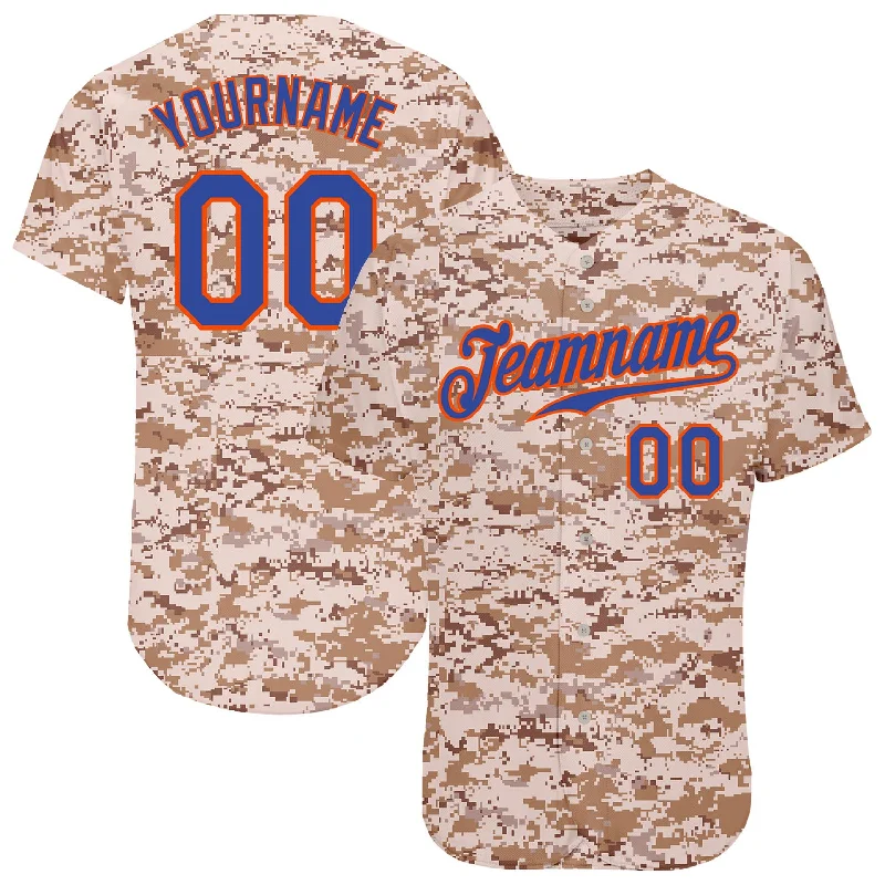 Custom baseball jerseys for teamsCustom Camo Royal-Orange Authentic Salute To Service Baseball Jersey