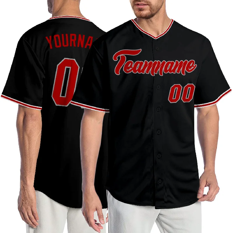 Vintage baseball jerseys for collectorsCustom Black Red-Gray Authentic Baseball Jersey