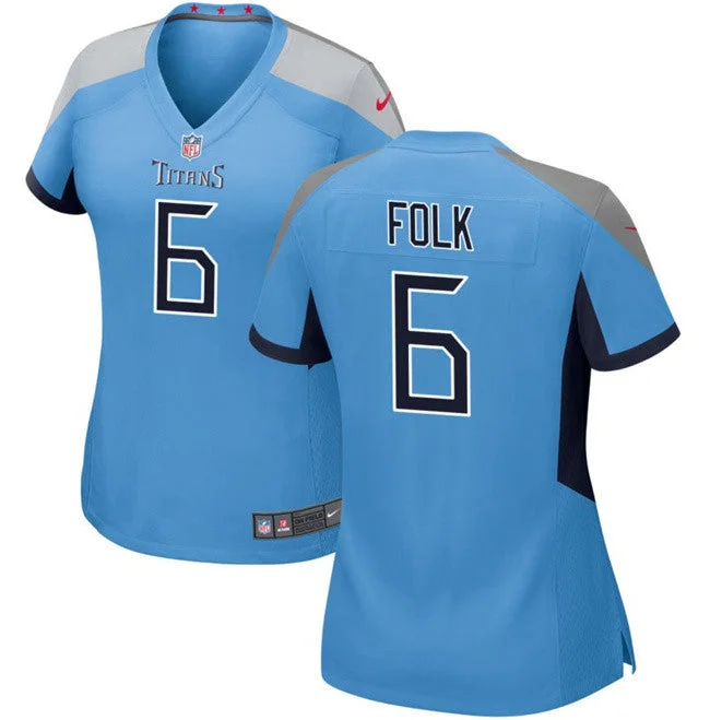 Soccer jerseys for all ages and sizesWomen's Tennessee Titans #6 Nick Folk Light Blue Football Stitched Jersey(Run Small)